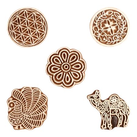 Set of 5 Piece New Mix Wooden Printing Block